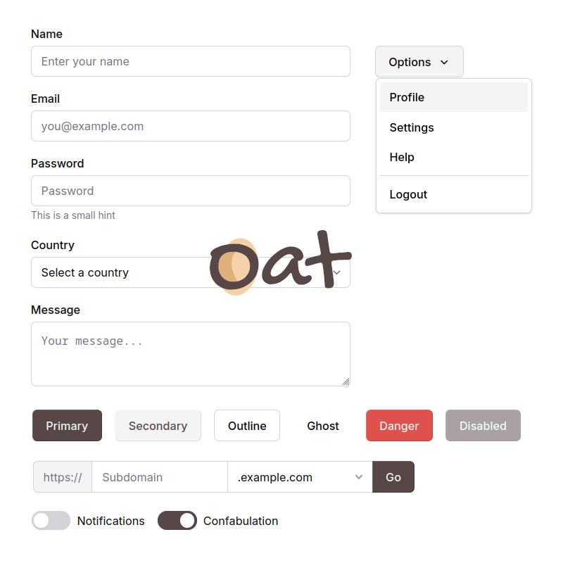 Oat Glassed - Ultra-lightweight, semantic, zero-dependency HTML UI ...